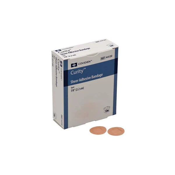 Curity Sheer Bandage, Adhesive, 7/8” Spot (Round) - Box of 100
