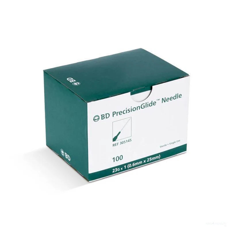 BD PrecisionGlide Hypodermic Needle, 23g x 1”, Regular Wall - Box of 100