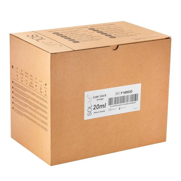 Sol-M Syringe Only Luer Lock, 20ml - Box of 100